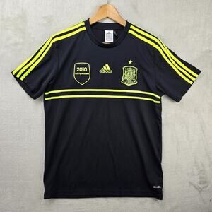 Adidas 2010 World Cup Spain Soccer Jersey Men Medium Black Neon Futbol Climalite